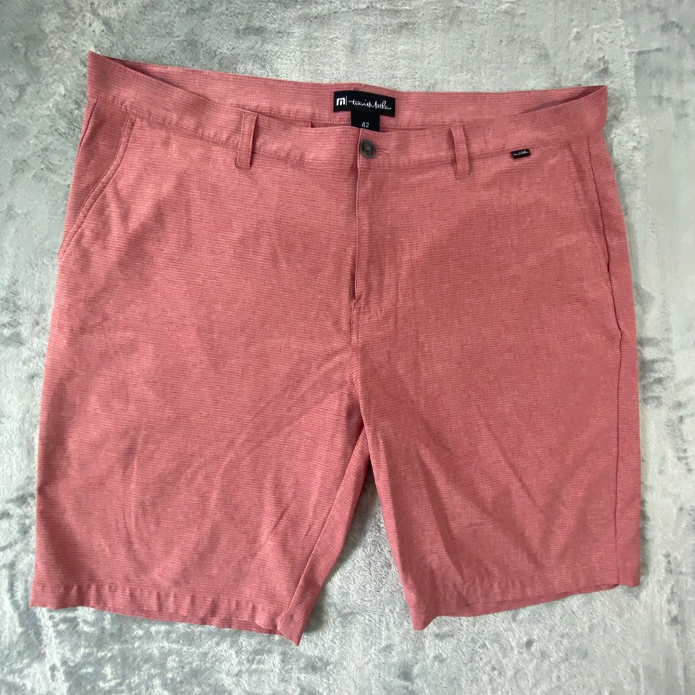 TRAVISMATHEW Golf Shorts Mens 42 Red Heathered‎ Stretch 1MW397 Summer Casual